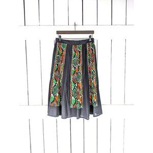 90s vintage tribal Aztec print  cotton circle skirt